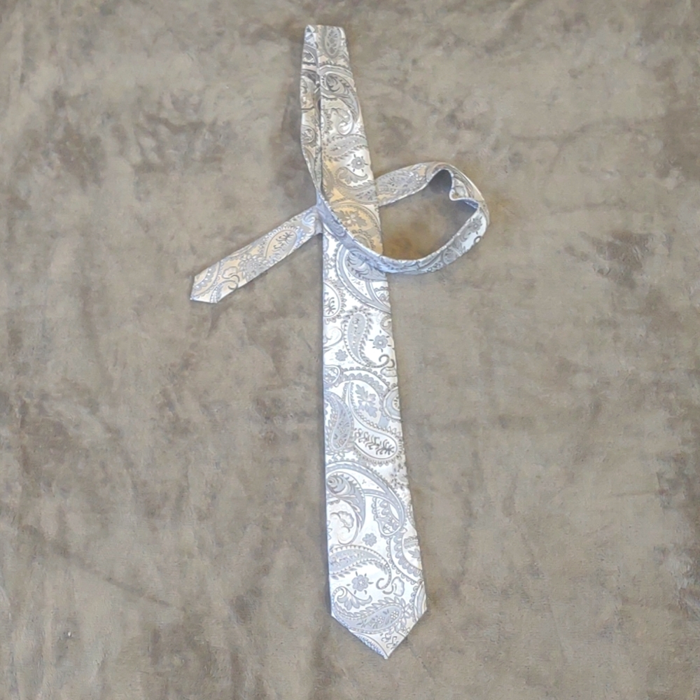 HISDERN Silver Gray Necktie Men's Handmade Formal Wedding Business Tie 60"